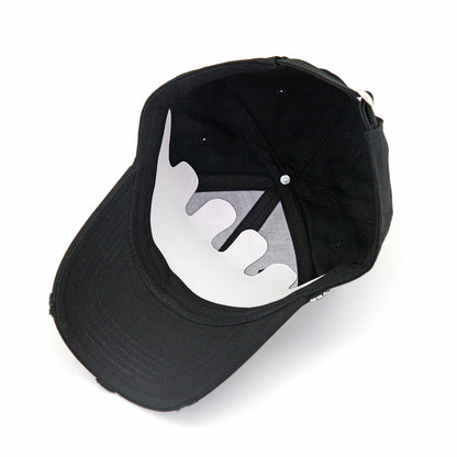 Black Damaged Baseball Cap