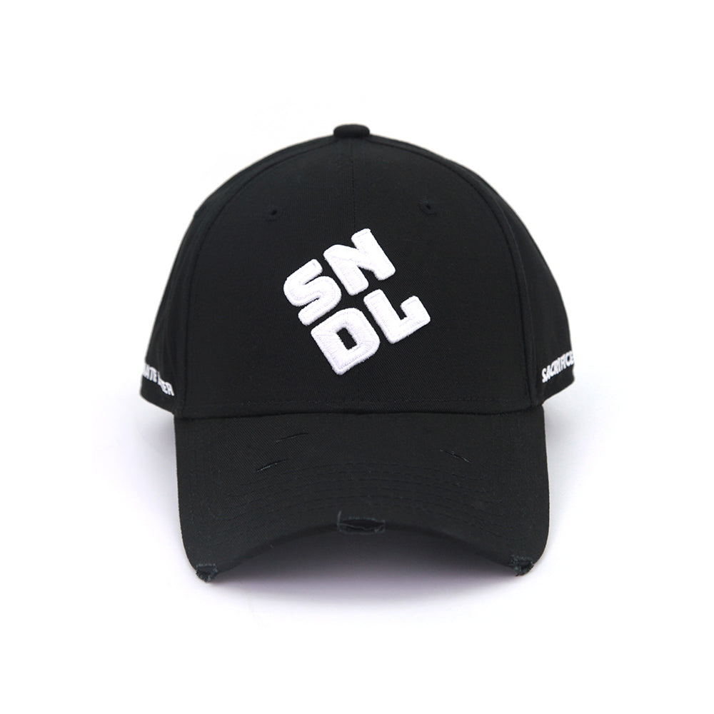 Black Damaged Baseball Cap