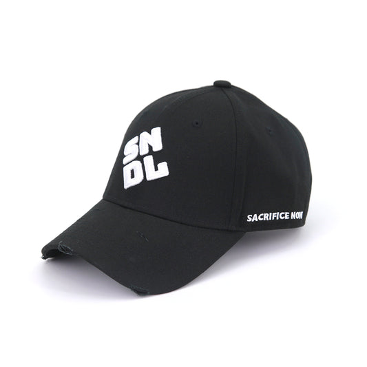 Black Damaged Baseball Cap