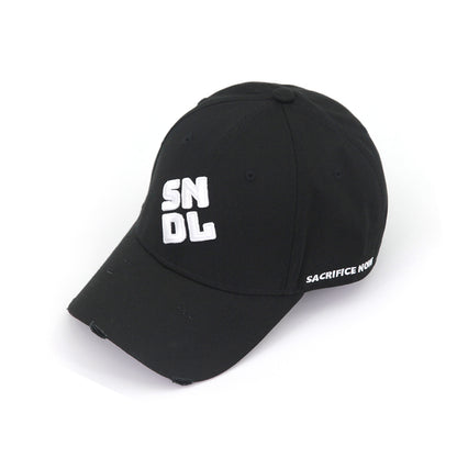 Black Damaged Baseball Cap