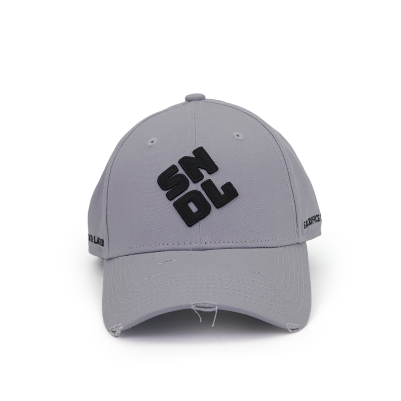 Heated Grey Damaged Baseball Cap