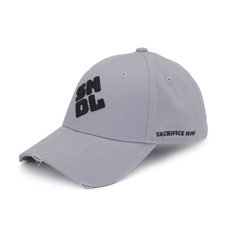 Heated Grey Damaged Baseball Cap